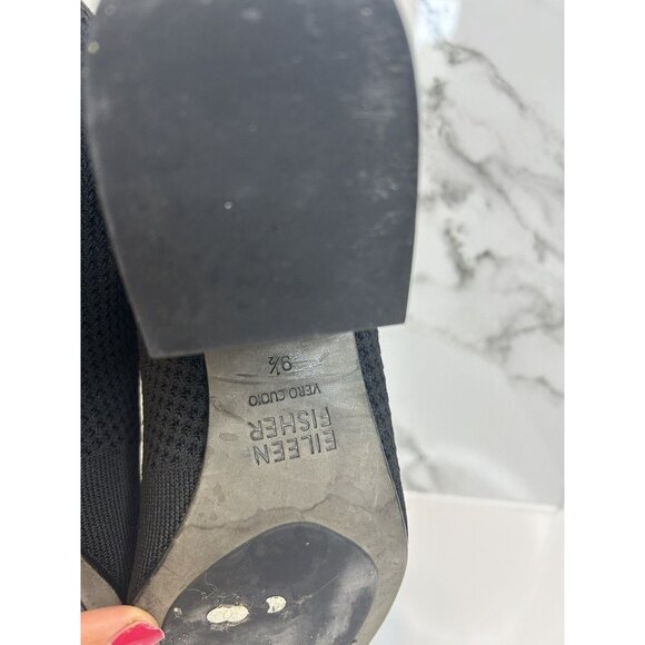 Eileen Fisher sz 9.5 Croft open toe ankle Boots block heel Mesh Knit Black EUC - Picture 6 of 7